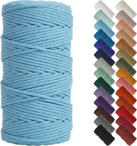 Miniatura 100 de NOANTA - Cuerda de macramé color beige natural, 1/8 pulgadas (3 mm) x 109 yardas (100 metros), cuerda de algodón colorido para colgar en la pared