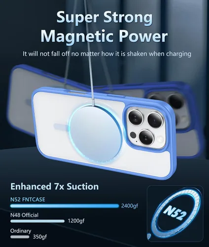 Miniatura 829 de FNTCASE Funda para iPhone 13 Pro-Max: Fundas magnéticas transparentes compatibles con Magsafe Slim anti amarillamiento protección contra caídas