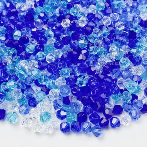 Miniatura 16 de 1000 cuentas de cristal bicono de 0.157 pulgadas mezcla de cristal AB azul a granel cuentas facetadas para collares, pulseras, aretes, manualidades