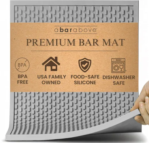 Miniatura 12 de Premium A Bar Above - Tapete de barra resistente, tapete de silicona apto para alimentos, tapetes de bar para encimera, accesorios de barman de Negro