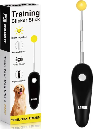 Clicker de entrenamiento para perros con palo de objetivo - Entrenador portátil y retráctil con mango cómodo y bola de objetivo brillante - Ayudas