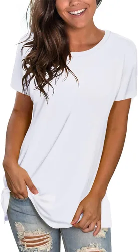 Saloogoe Camisetas de verano de manga corta para mujer, holgadas, casuales, para entrenamiento, yoga, túnicas