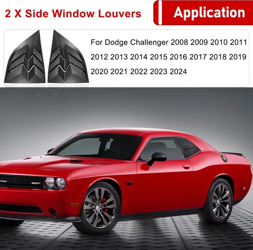 Miniatura 2 de 2 rejillas de ventana laterales para Dodge Challenger 2008-2024, de plástico ABS, rejillas de ventana lateral trasera exterior para automóvil