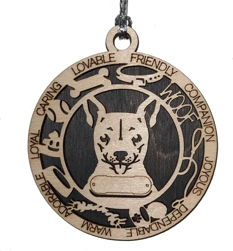 Miniatura 29 de Adorno de Navidad personalizado de madera para perro de 3 pulgadas, nombre y texto personalizables, hecho a mano en Estados Unidos, diseño de corte