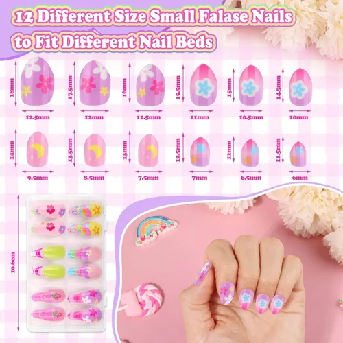 Miniatura 6 de 144 uñas postizas a presión con pegamento, kit de uñas postizas de almendra con calcomanías de gelatina y adhesivo constructor de uñas, lindas uñas
