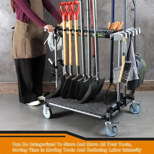 Miniatura 3 de Carrito organizador de herramientas de jardín de alta resistencia, ideal para jardinería, ruedas mejoradas de 5 pulgadas para césped y arena