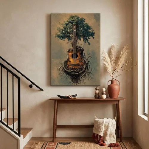 Miniatura 5 de BACJUOPLDArt Guitar Pictures Guitar Tree Wall Art Vintage Tree Prints Retro Music Posters Vintage Canvas Prints Musical Posters for Music Studio