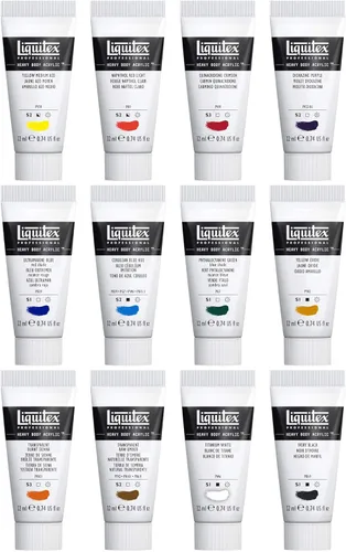 Miniatura 3 de Liquitex Professional Heavy Body - Pintura acrílica, Juego de 12 x 22ml (0.74-oz), Set de Esenciales