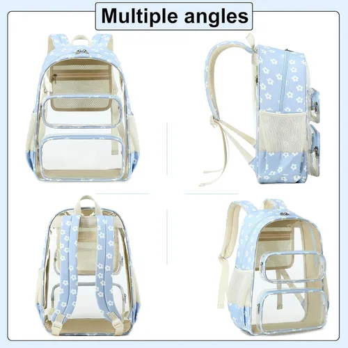 Miniatura 28 de CAMTOP Mochila transparente resistente y transparente para estudiantes, escuela, trabajo, festival, viajes, deportes, Beige, Mediana, Camtop Mochila
