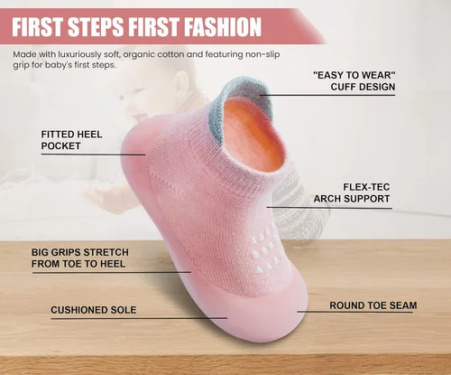 Miniatura 4 de Dookeh Zapatos de bebé para niños y niñas, zapatos de primera caminata, antideslizantes, suela suave, zapatos de calcetín para bebés