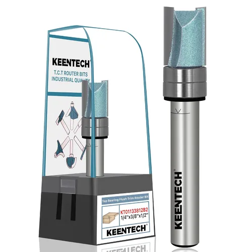 Miniatura 23 de KEENTECH Brocas de enrutador de 1/2 pulgada, broca de enrutador de ajuste empotrado, broca de patrón con punta de carburo de rodamiento superior