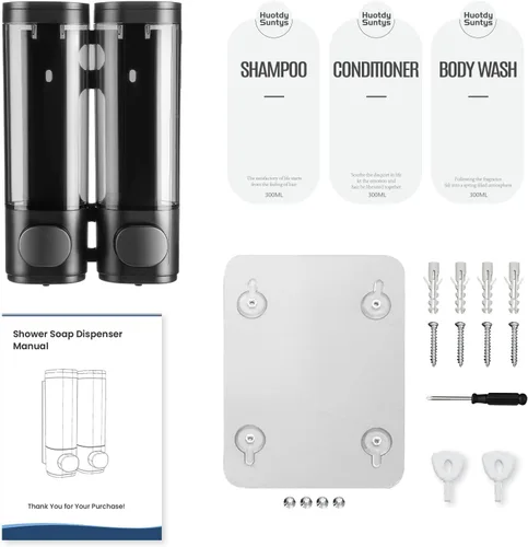 Miniatura 7 de Dispensador de Champú y Acondicionador de 2 Cámaras Dispensador de Jabón de Ducha de 2 Cámaras Sin Taladro, Dispensador de Jabón de Ducha Montado