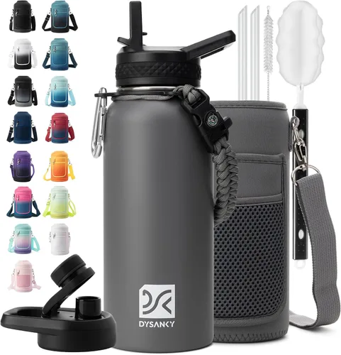 Miniatura 72 de DYSANKY Botella de agua aislada de 32 onzas, metal al vacío de acero inoxidable grueso, jarra de agua deportiva portátil para gimnasio y senderismo