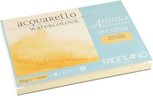 Fabriano Artistico - Bloque de acuarela blanco tradicional, 140 lb./300 GSM, prensa en frío, 25 hojas, 5 x 7 pulgadas
