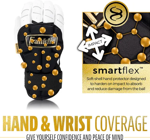 Miniatura 6 de Franklin Sports Guantes Protectores de Mano y Muñeca para Béisbol - Serie PRT LG, Protector para Adultos para Batear - Escudo Protector para Negro