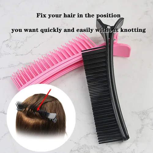 Miniatura 5 de Pinzas para el cabello para peinar, cortar y teñir, 4 pinzas antideslizantes para peine para uso en salón o en el hogar, accesorios de bricolaje