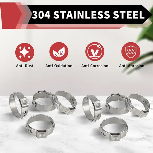 Miniatura 3 de EFIELD - Anillos de abrazadera Pex de acero inoxidable de 1 pulgada para tubos/tuberías Pex (paquete de 10) (CLAMP013)