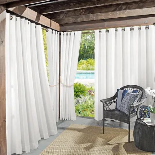 Miniatura 12 de Panel de cortina con ojales Sun Zero Marina para interior/exterior con protección UV y eficiencia energética, 54 x 95 pulgadas, cuarzo rosa