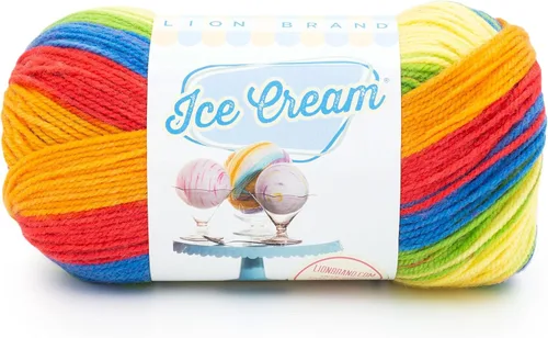 Miniatura 43 de Lion Brand Yarn, Hilo para Bebé Ice Cream para tejer, ganchillo y manualidades, Baseball Nut, 1 paquete, fibra acrílica colorida de peso DK
