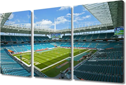 Miniatura 77 de 3 piezas de arte de pared deportivo del equipo de fútbol de los Vikings de Estados Unidos, pinturas de estadios deportivos Minnesota, Estados
