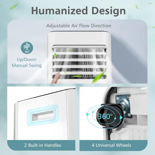 Miniatura 9 de KOTEK Aire acondicionado portátil para habitación de hasta 250 pies cuadrados, unidad de CA 3 en 1 de 8000 BTU para dormitorio con deshumidificador