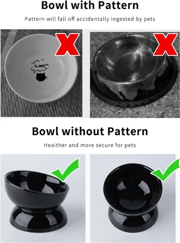 Miniatura 5 de ABRUTY Cuenco de agua para gatos, cuencos elevados de cerámica de 16 onzas, plato de comida para mascotas inclinado y elevado en 15°, antivómito