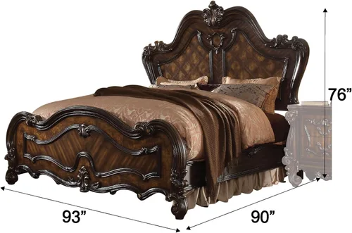 Miniatura 3 de Acme Cama con paneles de madera tamaño King Versalles en roble cereza roble cerezo