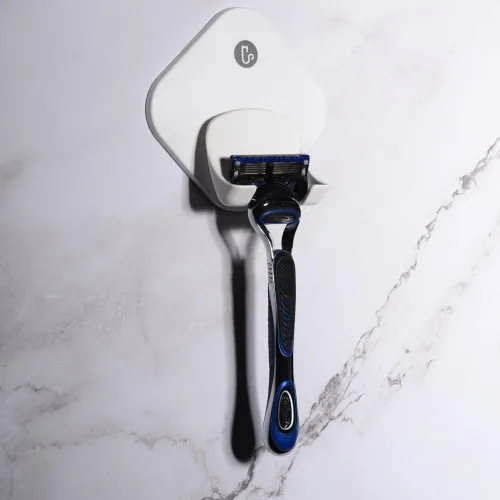Miniatura 8 de Soporte de maquinilla de afeitar para pared de ducha, colgador autoadhesivo más fuerte que la ventosa, gancho de plástico rígido para hombres