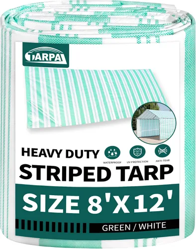 Miniatura 56 de TARPAL Lona azul de 4 x 12 pies, lonas de resistencia media de 8 mil impermeables, resistentes a desgarros con ojales de metal, adecuadas