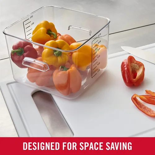 Miniatura 3 de Rubbermaid Commercial Products Contenedor de almacenamiento de alimentos cuadrado para ahorrar espacio 12 cuartos de galón transparente