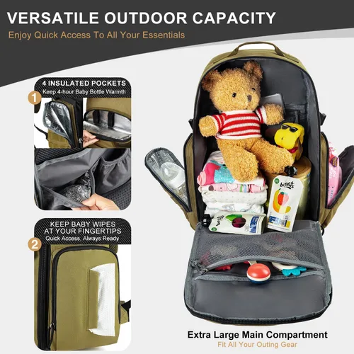 Miniatura 4 de MIRACOL Bolsa de pañales para bebé para papá: poliéster 900D de grado militar con más de 16 bolsillos múltiples para papá activo - 40L XL capacidad