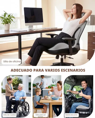 Miniatura 7 de Cojín para silla de oficina para aliviar el coxis y el dolor de espalda baja, cojines de asiento para sillas de oficina con espuma cómoda y respaldo
