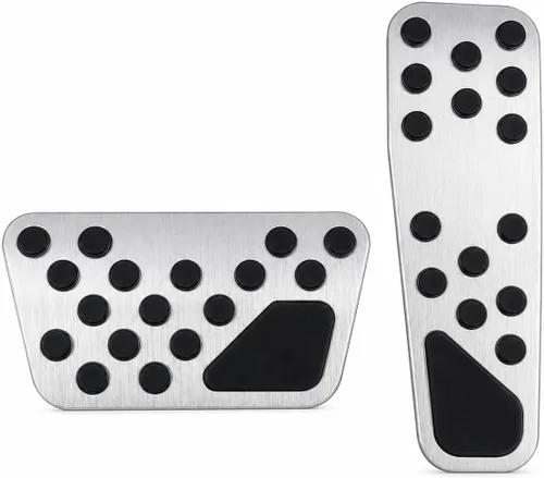 Miniatura 11 de Cubiertas de pedal de acelerador de gas de aleación de aluminio, accesorios interiores antideslizantes sin perforación, pedal de freno Pastillas