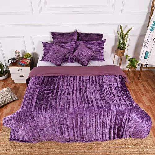 Miniatura 22 de Funda de edredón de terciopelo sólido ultra-luxe, ropa de cama boho UO, funda de colcha Donna, juego de edredón de 3 piezas, juego de cama de Azul