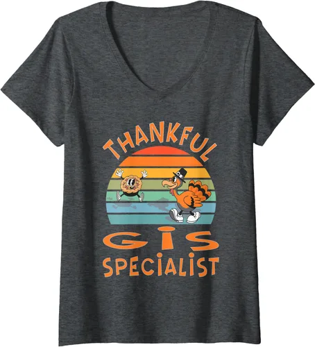 Miniatura 6 de Womens GIS Specialist Job Funny Thanksgiving V-Neck T-Shirt