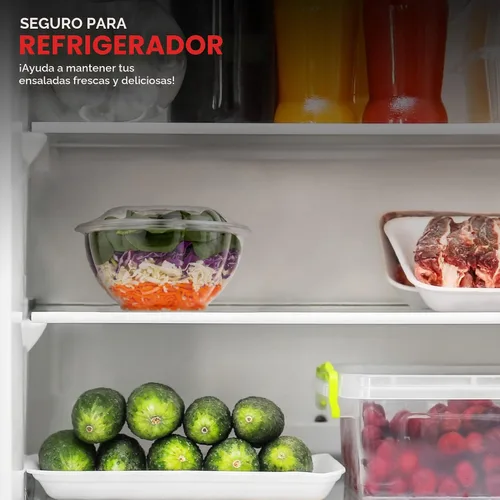 Miniatura 7 de Stock Your Home Tazones para ensaladas de plástico transparente de 32 onzas con tapas desechables (paquete de 50 unidades), recipiente mediano