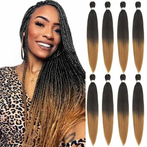 Miniatura 67 de Beyond Beauty - Trenzas preestiradas de cabello profesional sin picazón, ajuste de agua caliente, fibra sintética, textura Yaki, extensiones