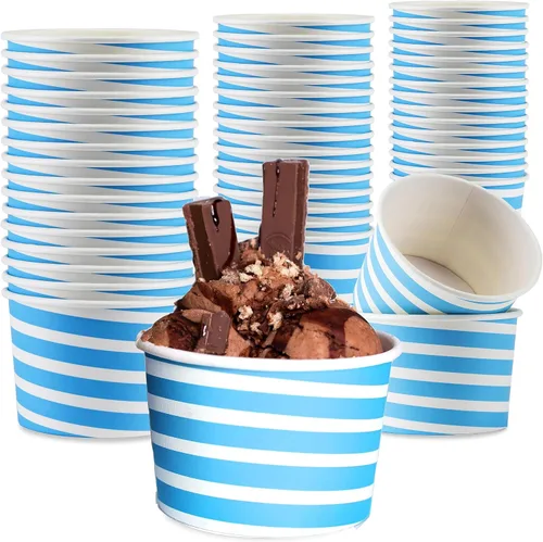 Miniatura 11 de Barra de helado extra duradera con diseño de rayas rosadas, 8 onzas. Tazas/tazón de helado - Tazas perfectas para cumpleaños de niños y fiestas
