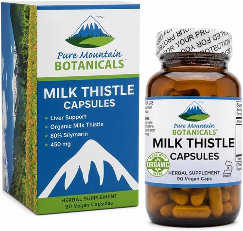 Miniatura 8 de Pure Mountain Botanicals Suplemento de cardo mariano – 90 cápsulas veganas kosher – Cardo mariano orgánico y 80% extracto de silimarina – 450 mg