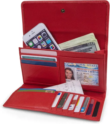 Miniatura 2 de Timberland - Cartera de piel con solapa RFID para mujer, Rojo, talla única