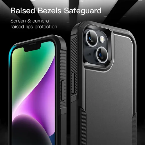 Miniatura 5 de JETech Funda para iPhone 14 de 6.1 pulgadas, resistente de doble capa de protección resistente, a prueba de golpes, con parte trasera mate (negro)