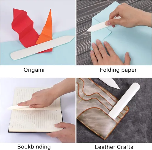 Miniatura 5 de Herramienta de carpeta de hueso genuino para manualidades de papel, encuadernación de papel de origami y manualidades de cuero (2 piezas)