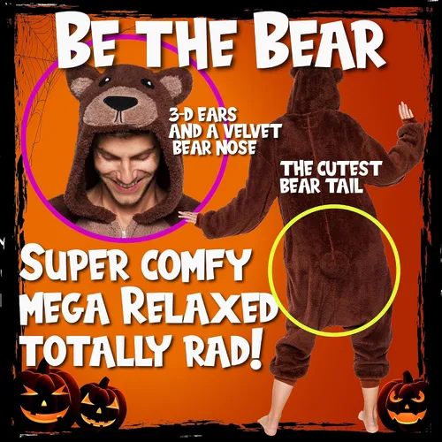 Miniatura 5 de Funziez! Disfraz de oso sherpa para adultos, disfraz de Halloween de animales, traje de cosplay de una pieza para adultos, mujeres y hombres