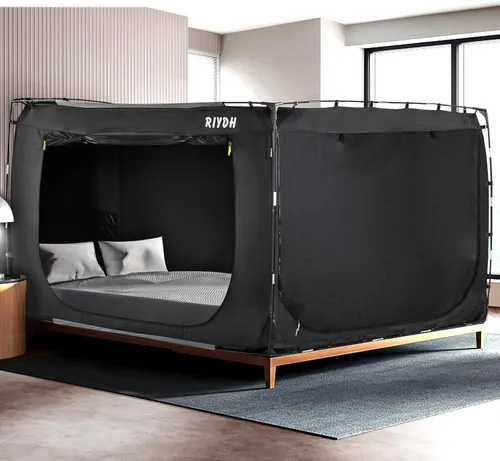 Miniatura 18 de RIYDH Tienda de campaña para cama tamaño individual XL para adultos y niños, diseño original, tienda de campaña portátil de ensueño para interiores