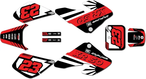 Miniatura 12 de Kit de gráficos para Honda XR50 (2000-2003) Serie FH Azul Rojo 9 Mil - Kit de calcomanías de gráficos personalizados de carreras para motos