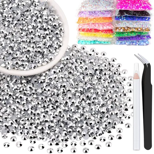 Miniatura 72 de 5000 piezas de diamantes de imitación de resina de 0.118 pulgadas a granel, color verde oscuro AB con parte trasera plana, diamantes de imitación