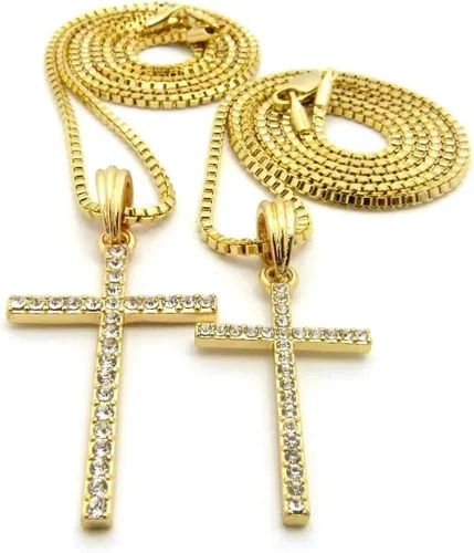 Miniatura 3 de Juego de 2 collares con colgante de cruz y cadena