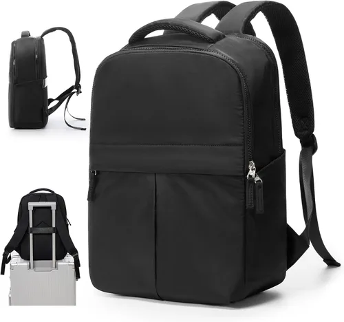 Miniatura 20 de Mochila pequeña para laptop para mujer, bolsa de computadora de 14 pulgadas con bolsillo trasero antirrobo oculto, mochila de viaje ligera