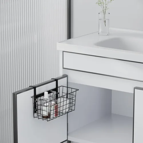 Miniatura 4 de MaraFansie Cesta con gancho, cesta de almacenamiento de rejilla, organizador de puerta sobre el gabinete, cesta colgante de alambre con gancho sobre