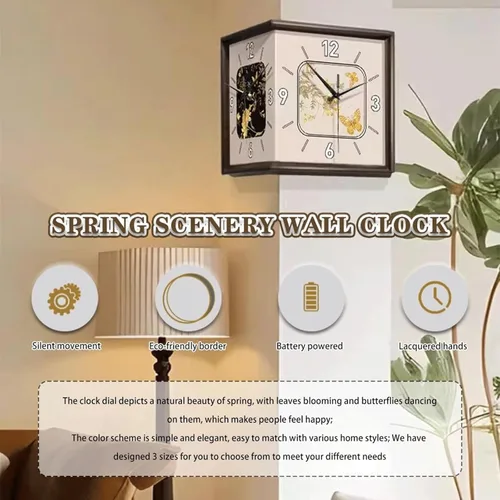 Miniatura 5 de Reloj de pared de doble cara, reloj de pared retro con diseño de mariposa voladora, decoración de pared para sala de estar, dormitorio, pasillo